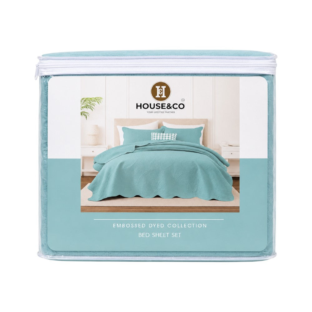 H&C KING BEDSPREAD FLORAL AQUA 78X78