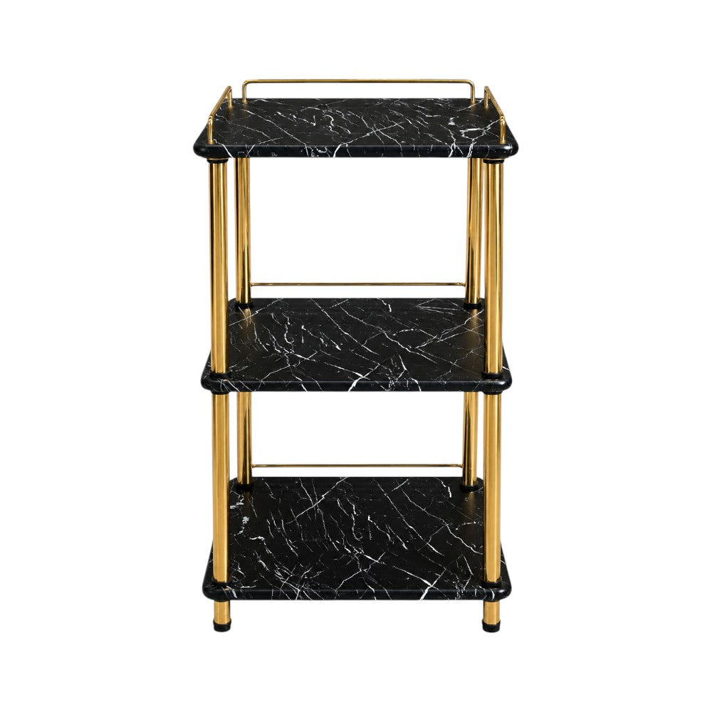 FLOWER STAND 3STEP SQUARE FS3 BLACK MARBLE E18