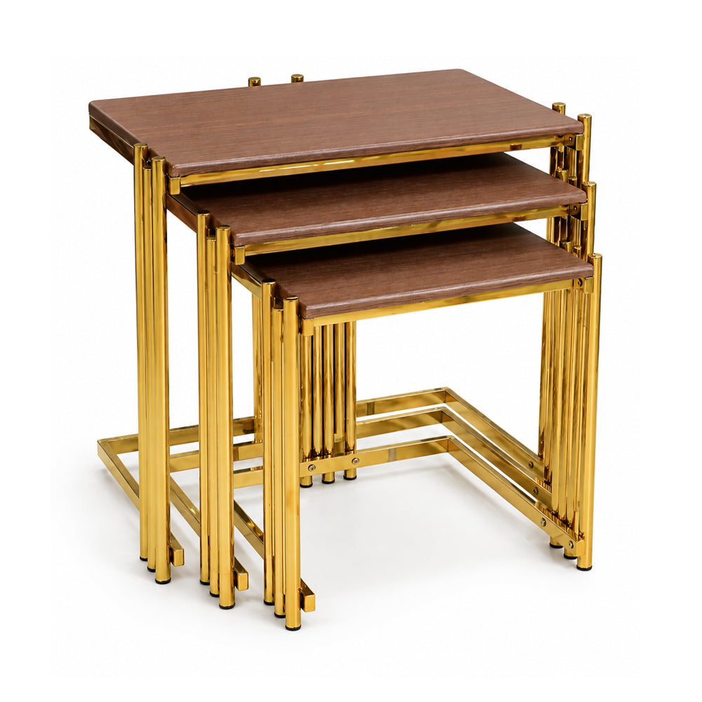 TABLE SET NEST DELUXE 3PCS 1788 DARK BROWN E14