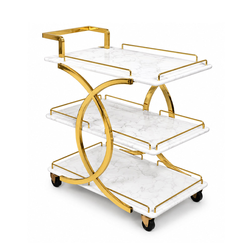 TEA TROLLEY 3 SHELF 7010X WHITE MARBLE E02