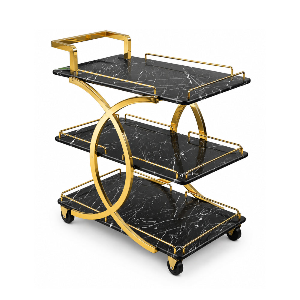TEA TROLLEY 3 SHELF 7010X BLACK MARBLE E18