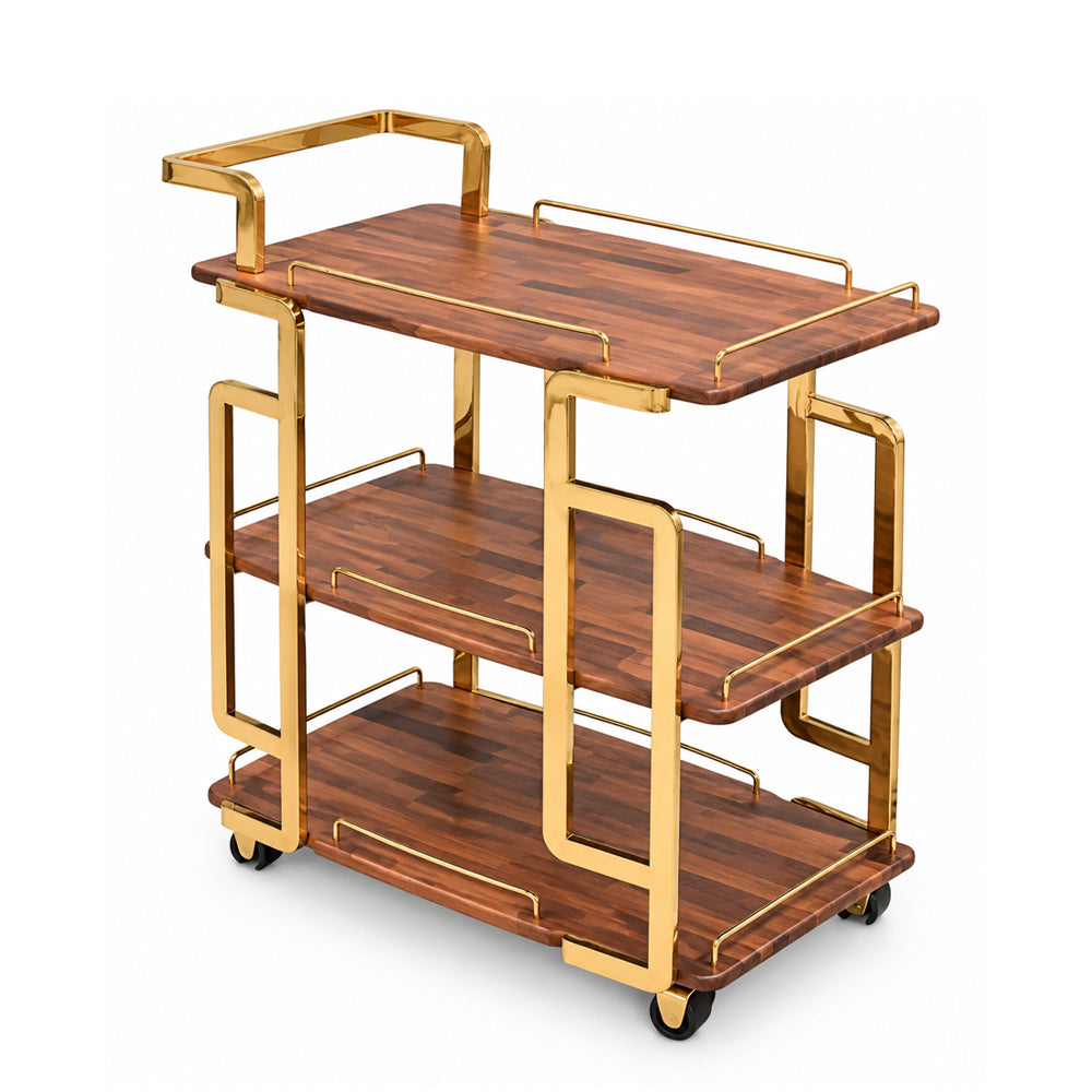 TEA TROLLEY 3 SHELF 7020 BRICK WOOD E25