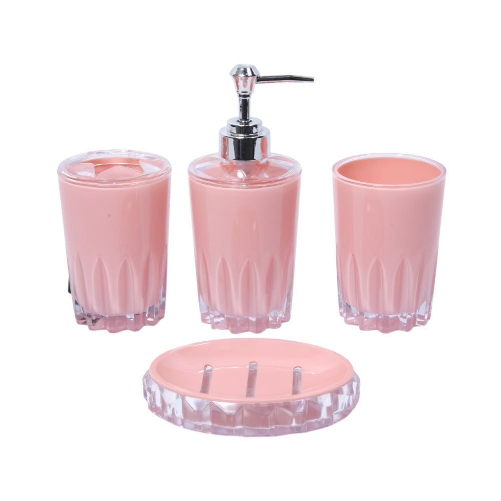 BATHROOM SET 4PC ACRYLIC PINK 7006