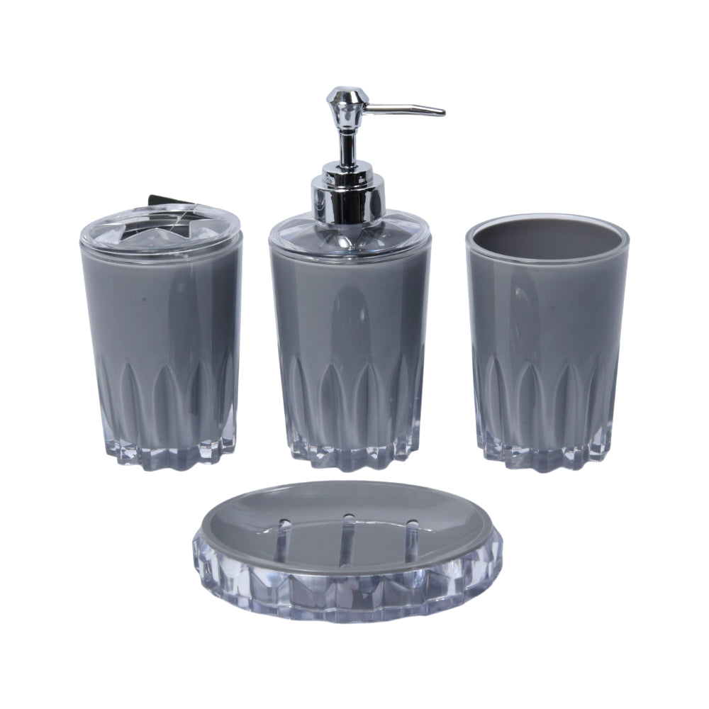 BATHROOM SET 4PC ACRYLIC GREY 7006