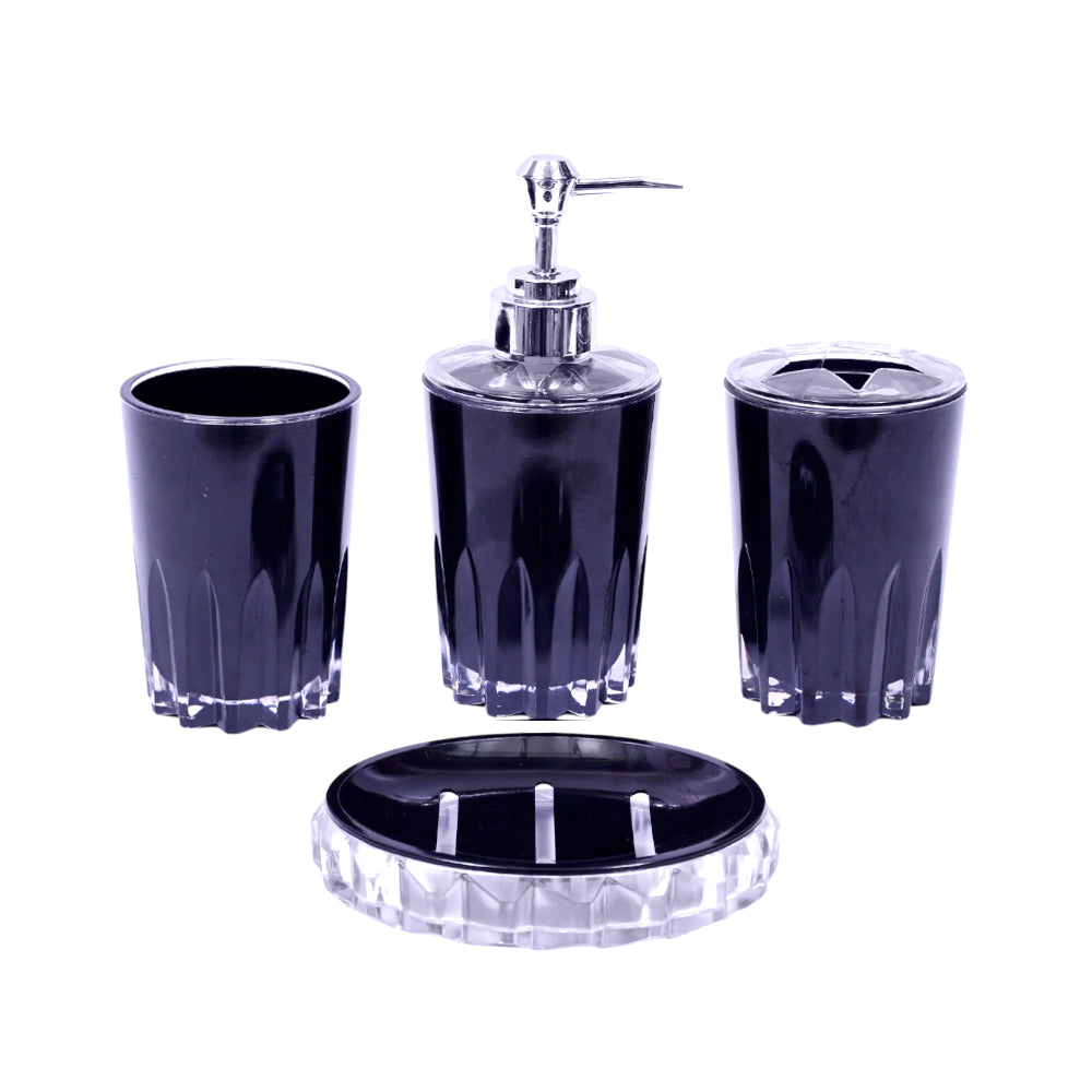 BATHROOM SET 4PC ACRYLIC BLACK 7006