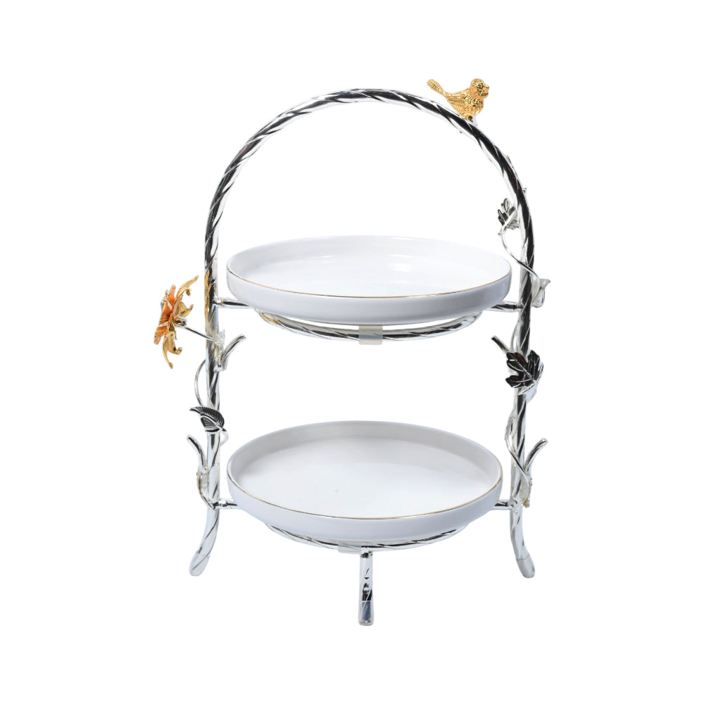 CAKE DISH 2 TIRE ROUND SILVER 87-8B M.T