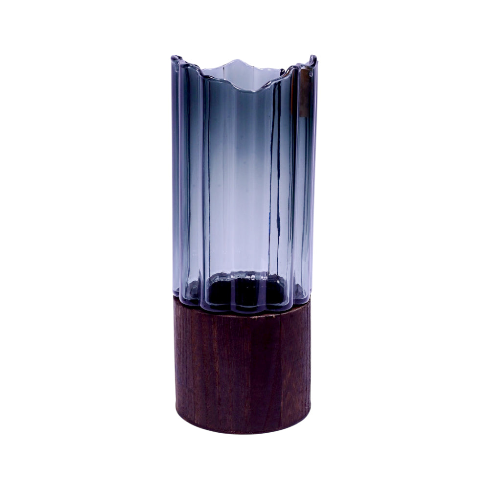 VASE GLASS WITH WOOD 3017-12