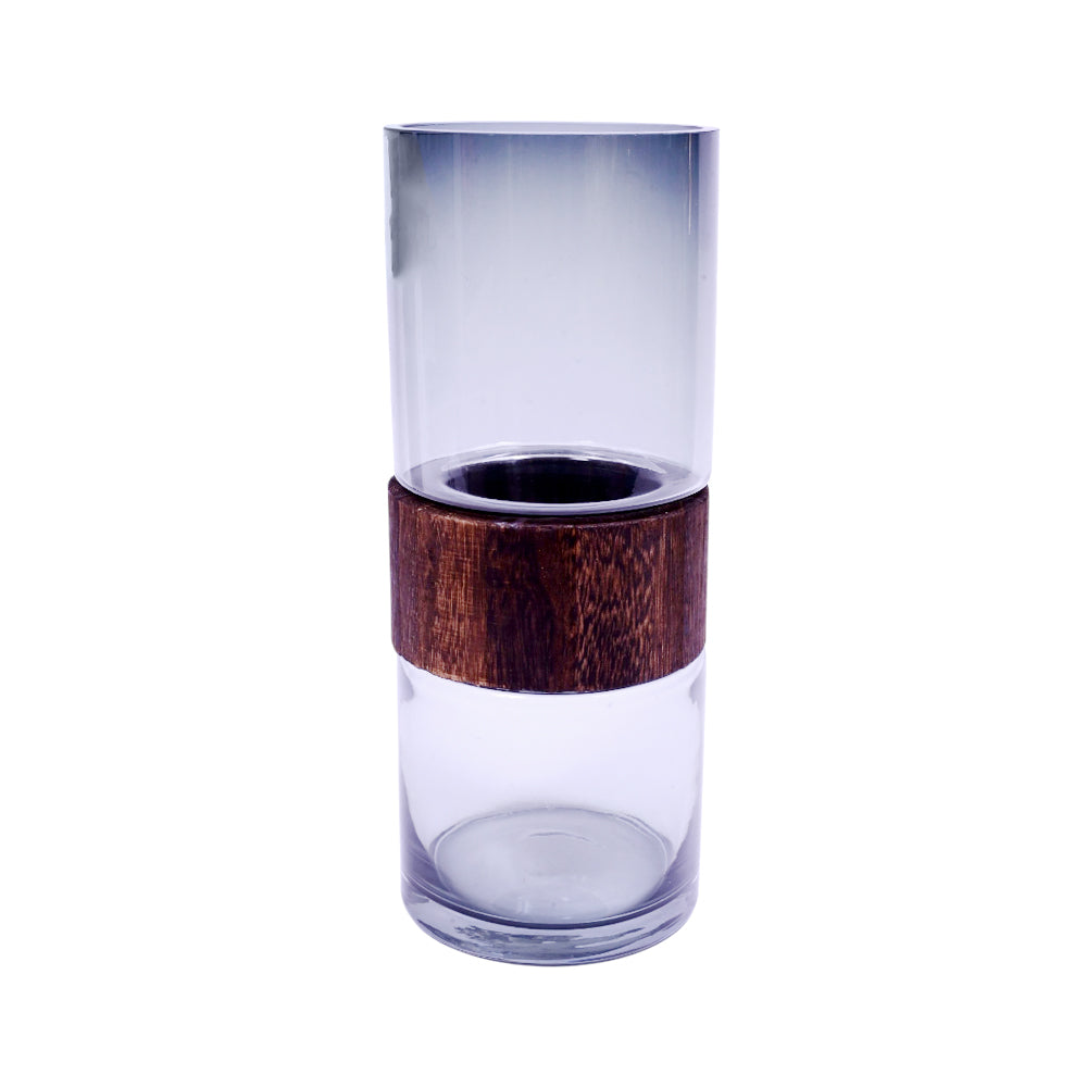 VASE GLASS WITH WOOD 3017-27