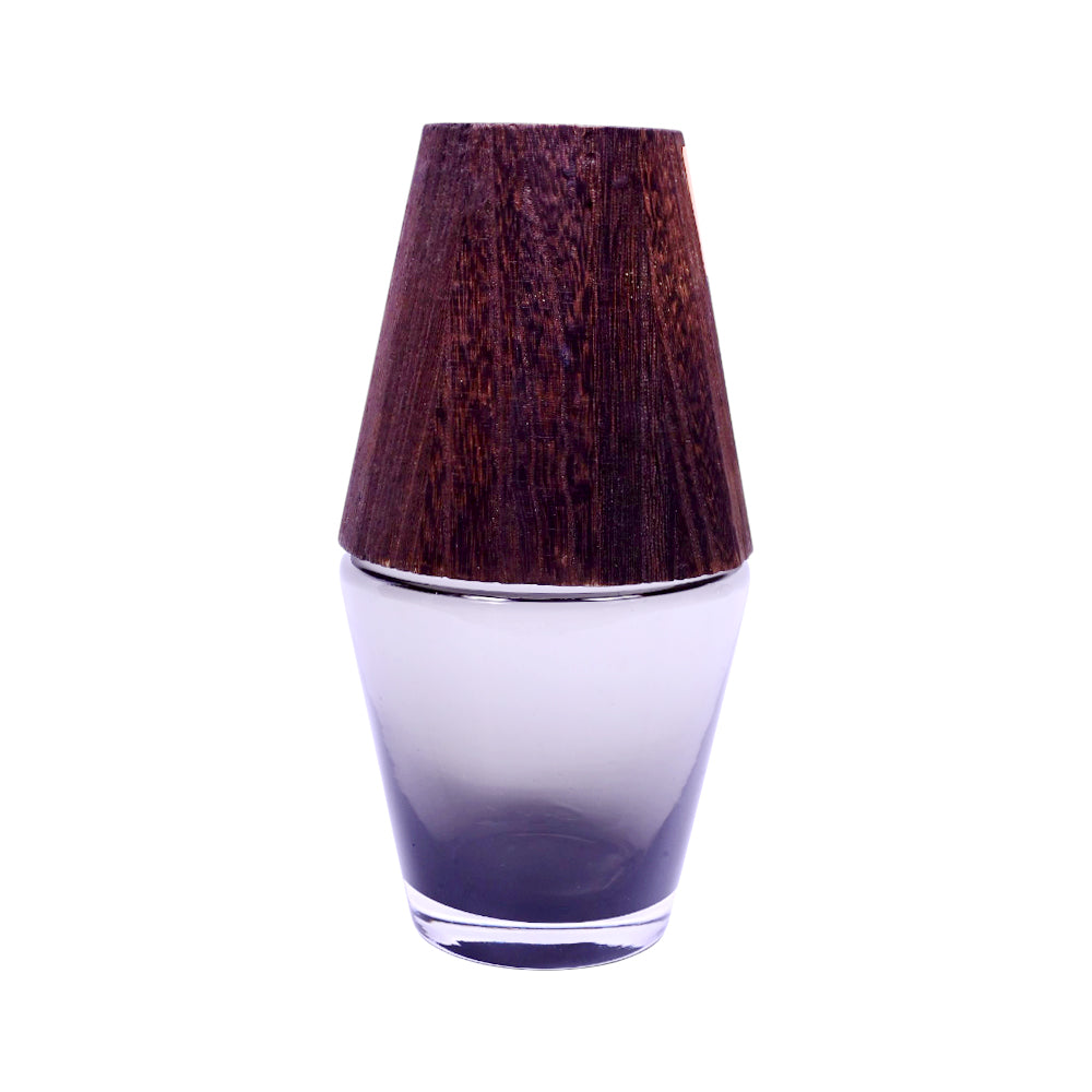 VASE GLASS WITH WOOD 3017-14