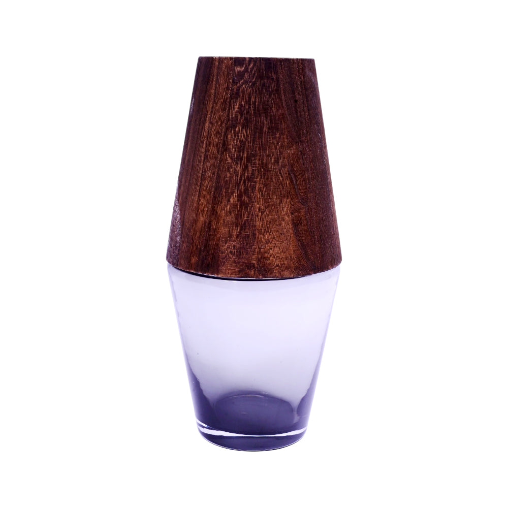 VASE GLASS WITH WOOD 3017-13