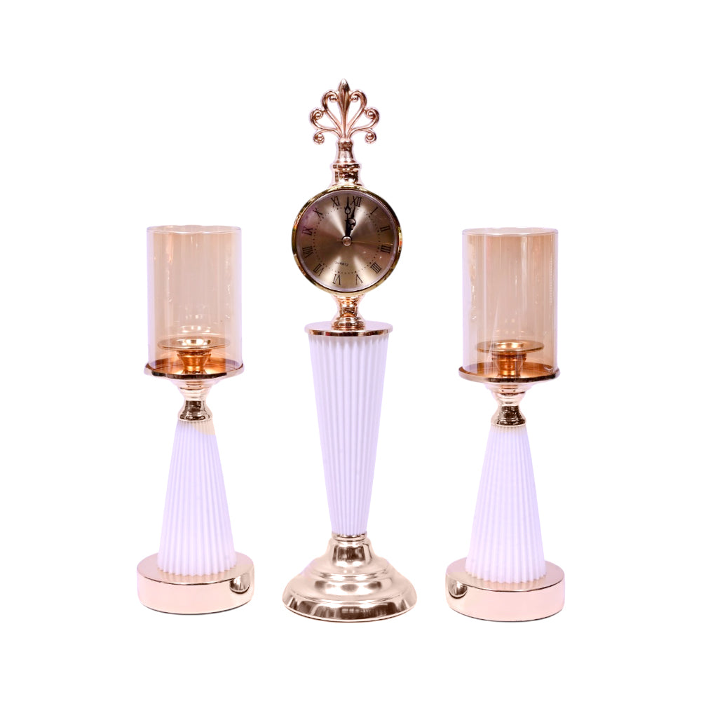CANDLE STAND WITH CLOCK 3PC IR 25879