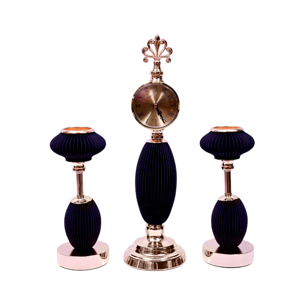 CANDLE STAND WITH CLOCK 3PC IR 25969