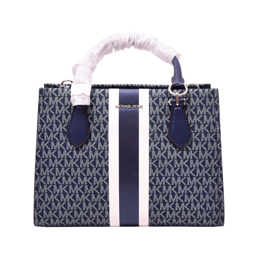 MK SIGNATURE HANDCARRY CROSSBODY BAG 35F5S6AS6V NVY (IR)