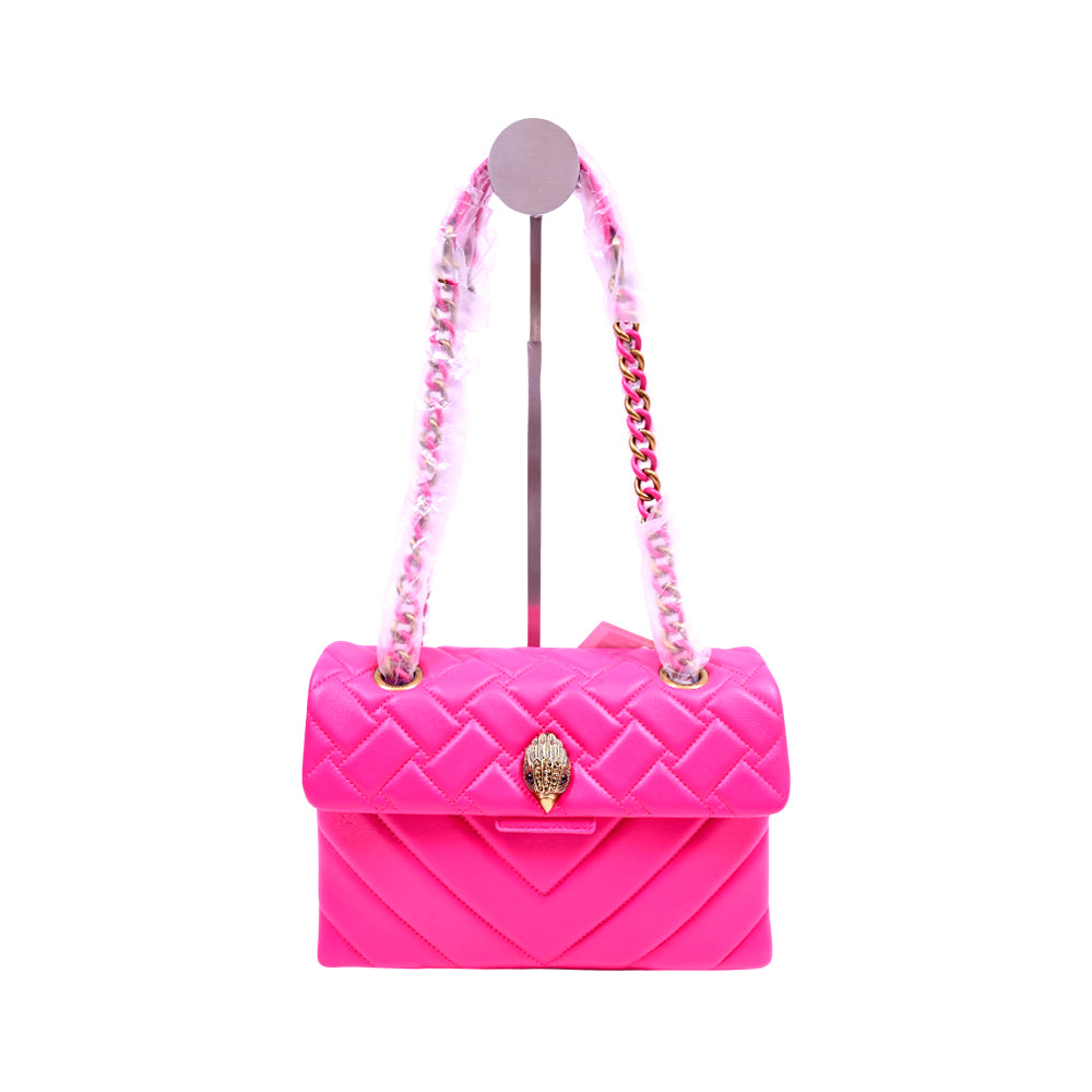 KURT GEIGER LEATHER KENSING TON SHOULDER PINK COMB BAG