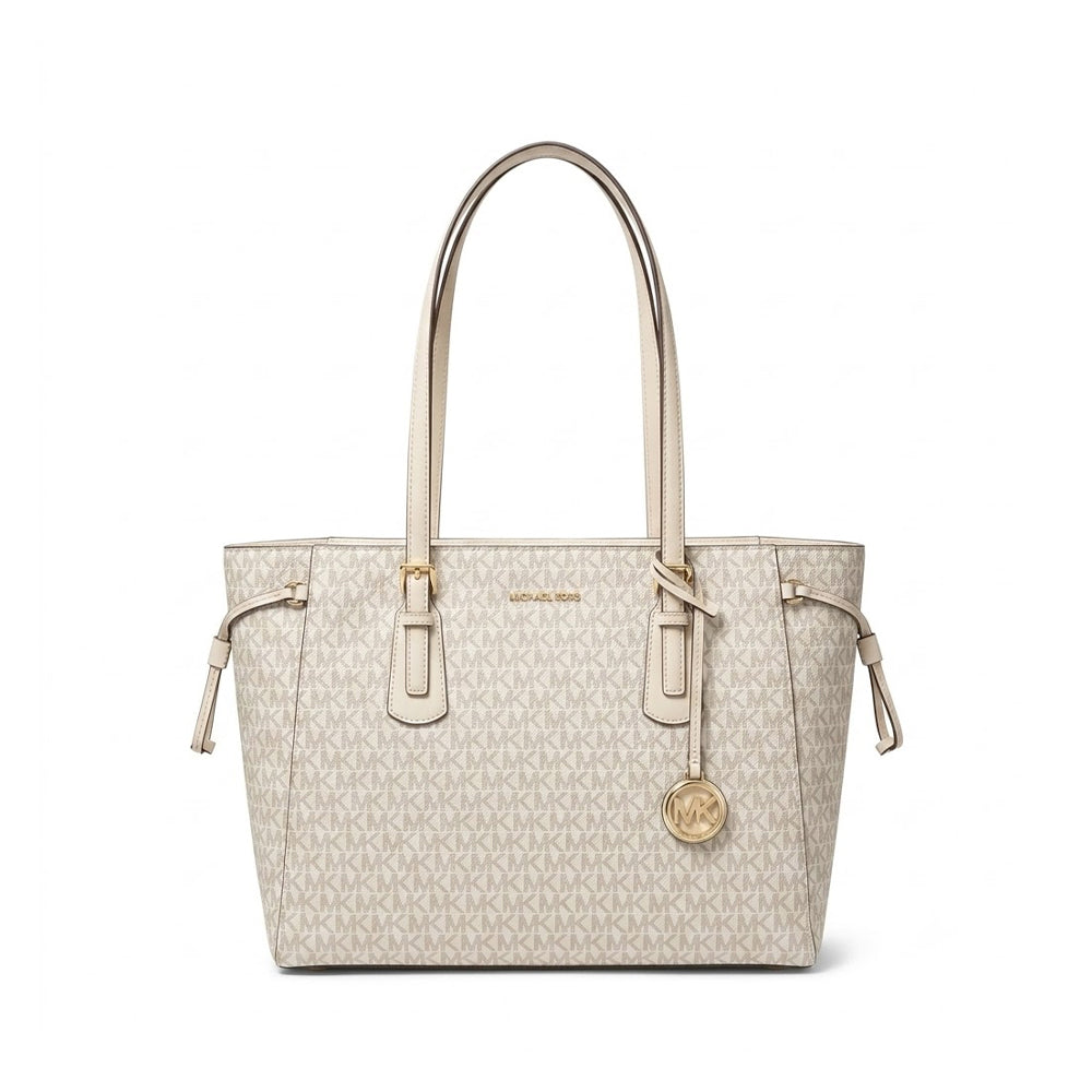 MK SIGNATURE TOTE BAG 35R6GV6T7B VOYAGER CREAM MULTI (IR)