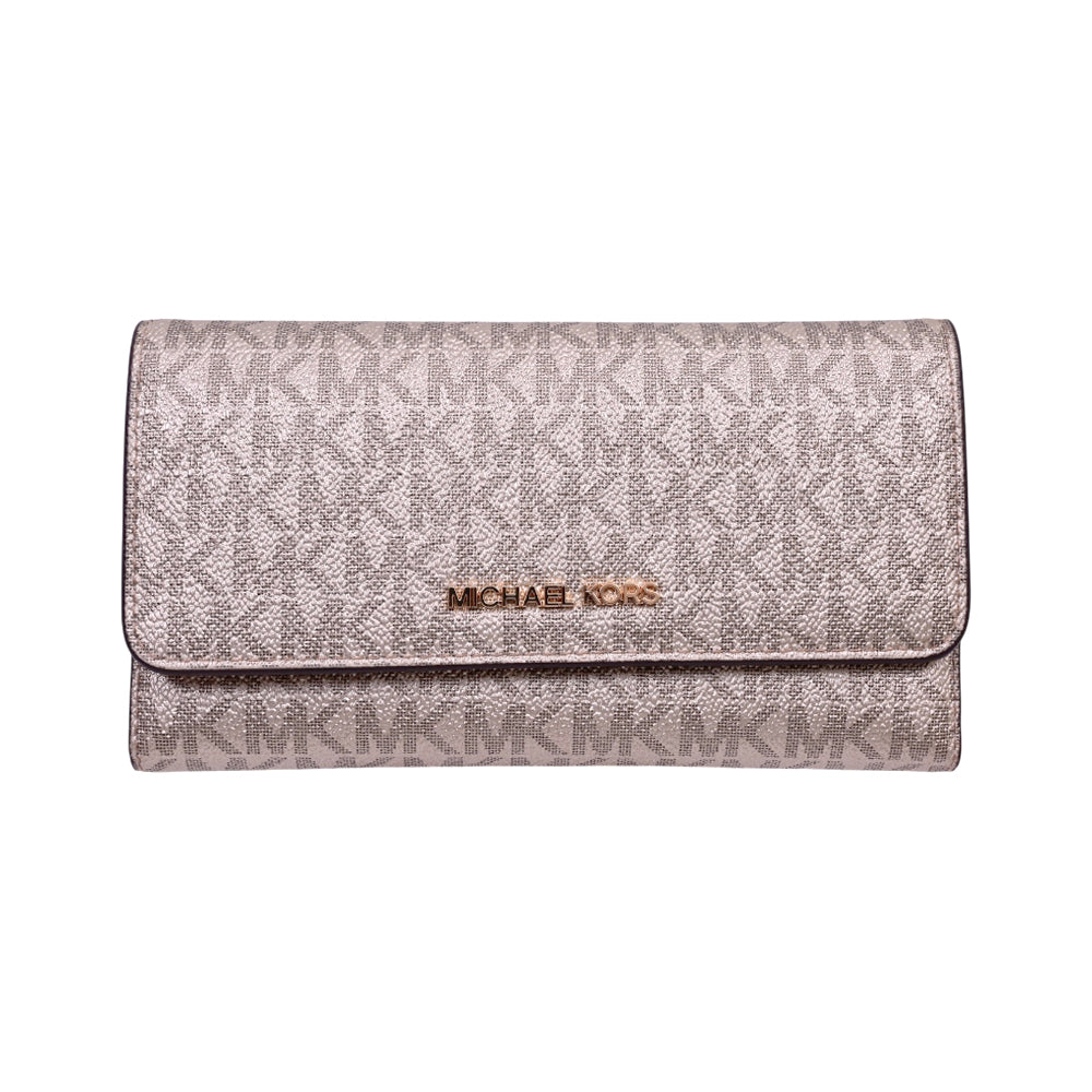 MK LG TRIFOLD JETSET TRAVEL 35S6GTVF3M WALLET PALE GOLD (IR)