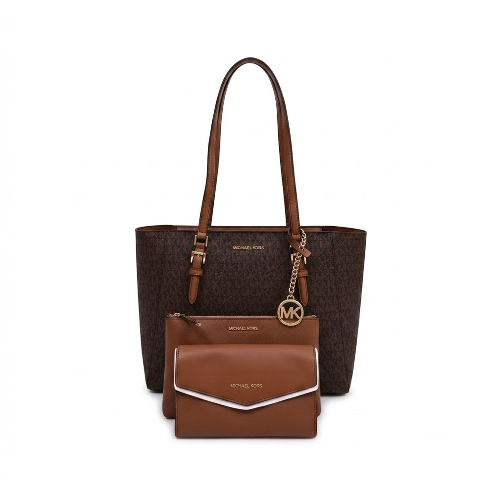 MK CHARLOTTE LG 3IN1 TOTE BAG 35F3GCFT9T BROWN SIG (IR)