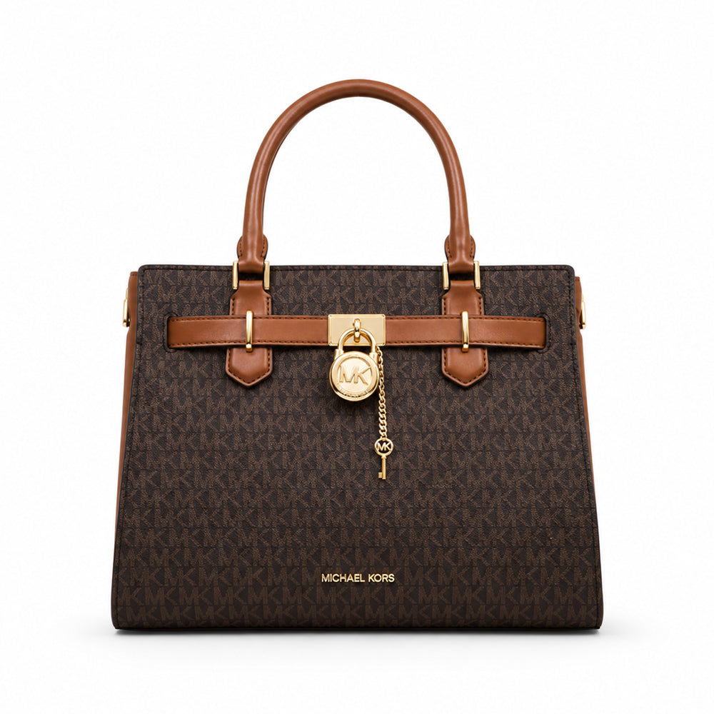 MK HAMILTON MD SATCHEL BAG 35F1GHMS2B BROWN SIG (IR)