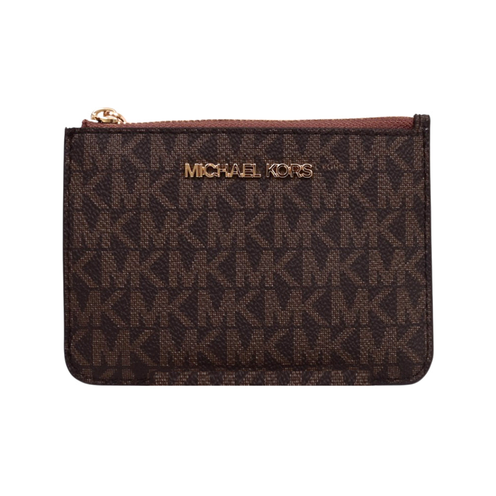 MK JET SET TRAVEL CARD HOLDER 35H9GTVP1B BROWN SIG  (IR)