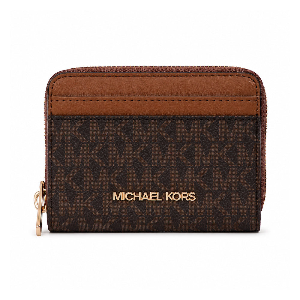 MK JET SET TRAVEL CARD HOLDER 35H9GTVZ2B BROWN SIG  (IR)