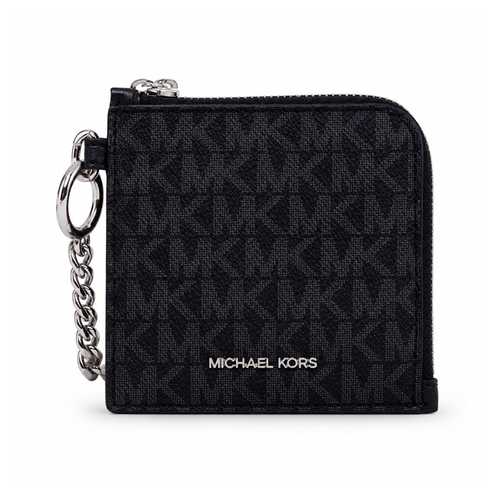 MK JET SET TRAVEL WITH CHAIN CARD HOLDER 35S6STVC6B BLACK (I