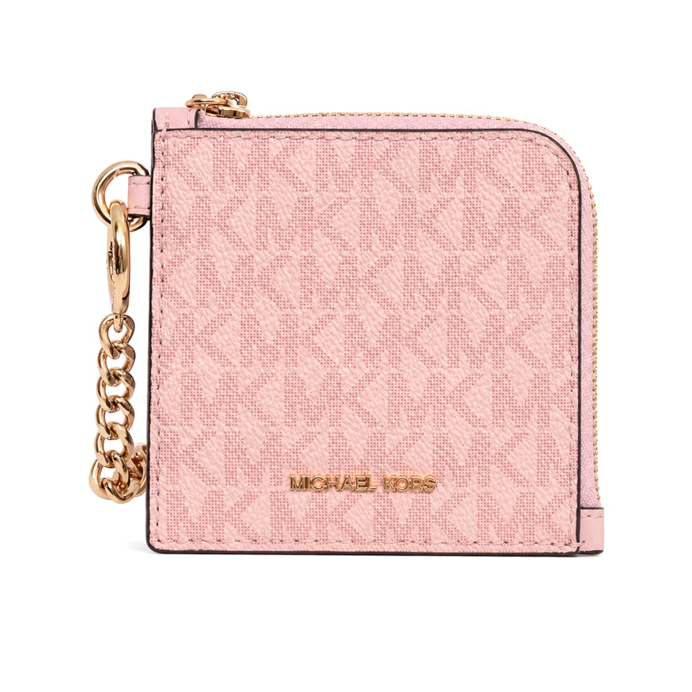 MK JET SET TRAVEL WITH CHAIN CARD HOLDER 35S6GTVC6V PWD BLUS