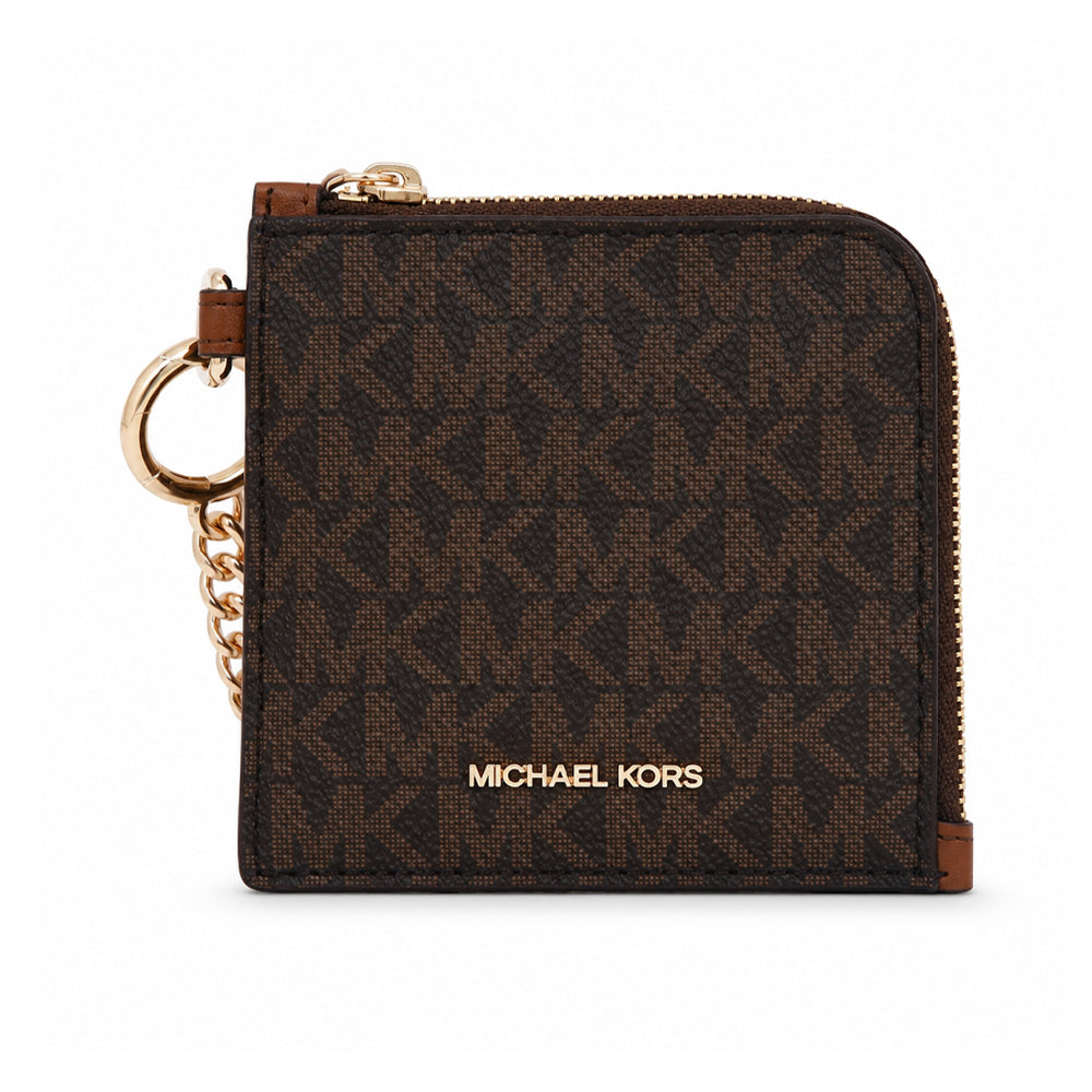 MK JET SET TRAVEL WITH CHAIN CARD HOLDER  35S6GTVC6B BROWN S