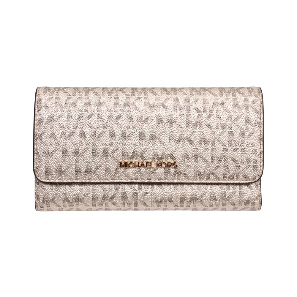 MK JET SET TRAVEL TRIFOLD WALLET 35S6GTVF3M PALE GOLD (IR)