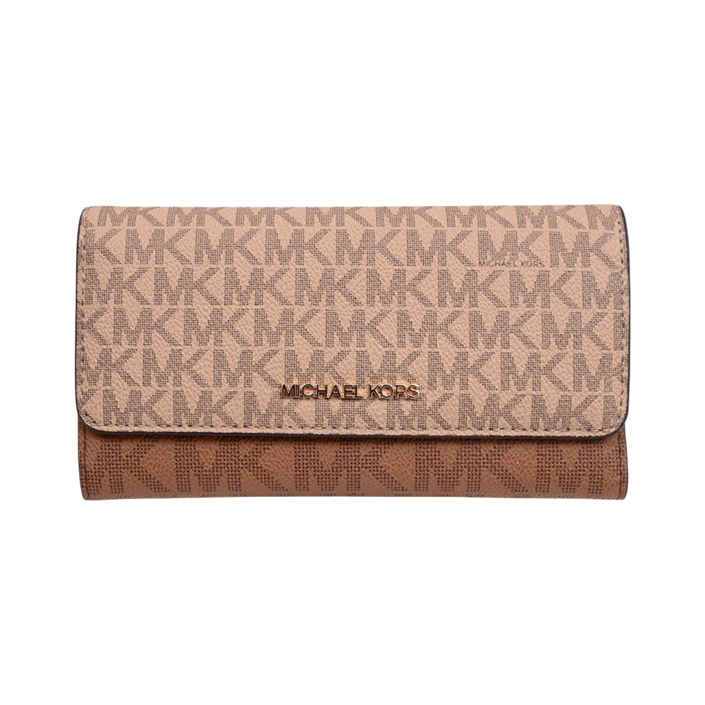 MK JET SET TRAVEL TRIFOLD WALLET 35S5GTVF3B CAMEL MULTY (IR)