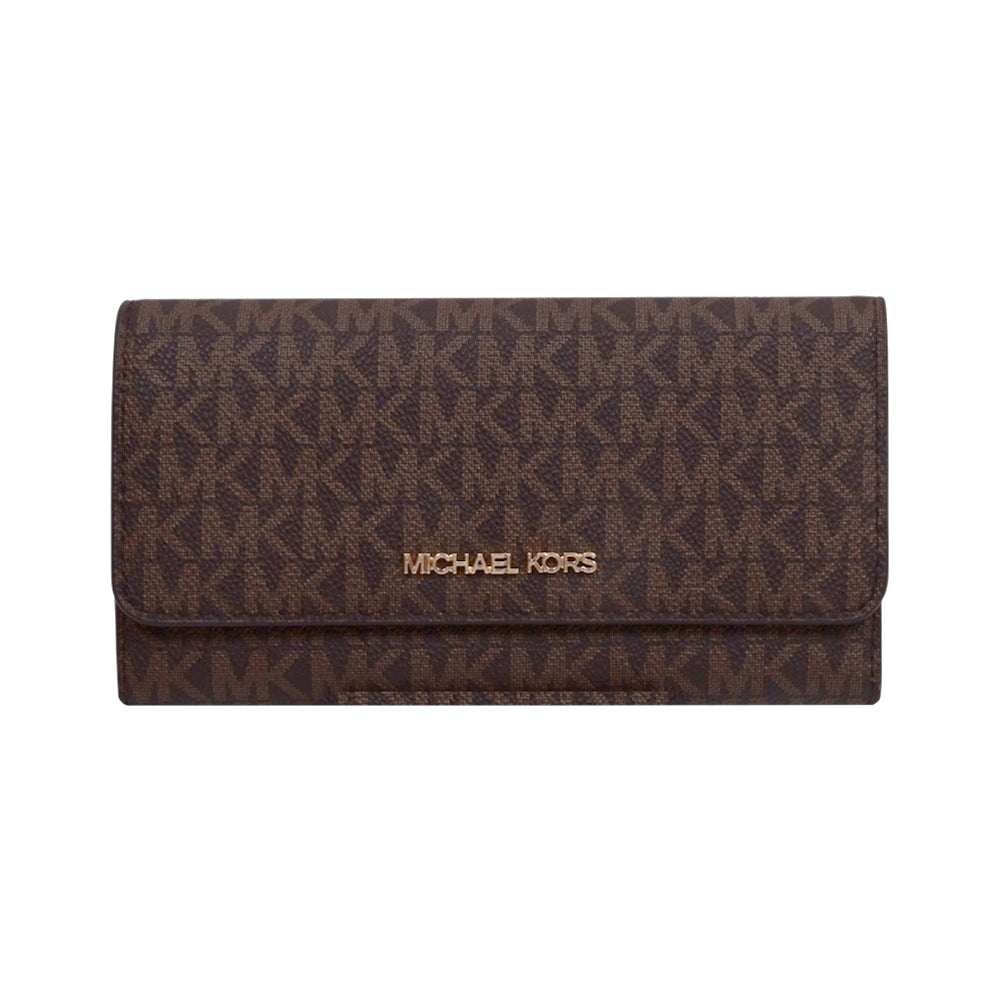 MK JET SET TRAVEL TRIFOLD WALLET 35F8GTVF3B BROWN SIG  (IR)
