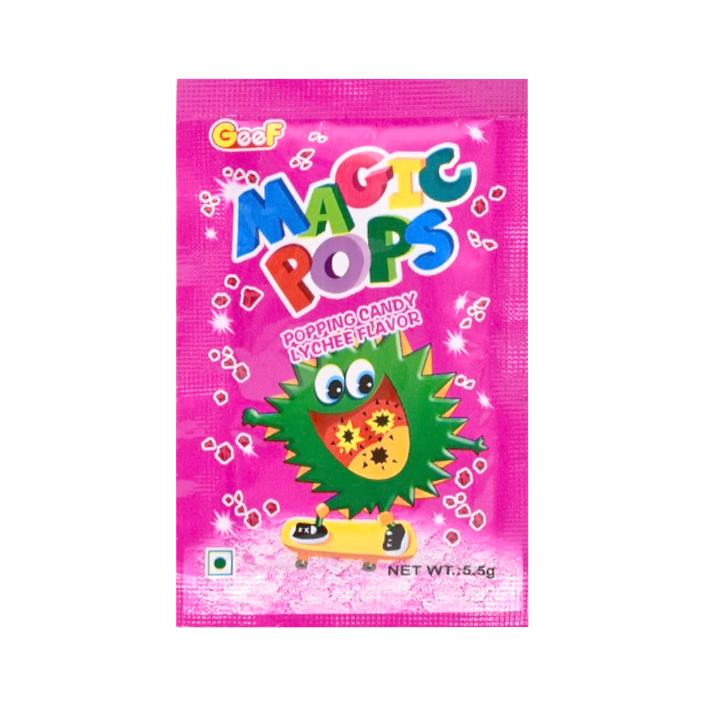 GEEF MAGIC POPS POPPING CANDY LYCHEE FLAVOUR 5.5 GM