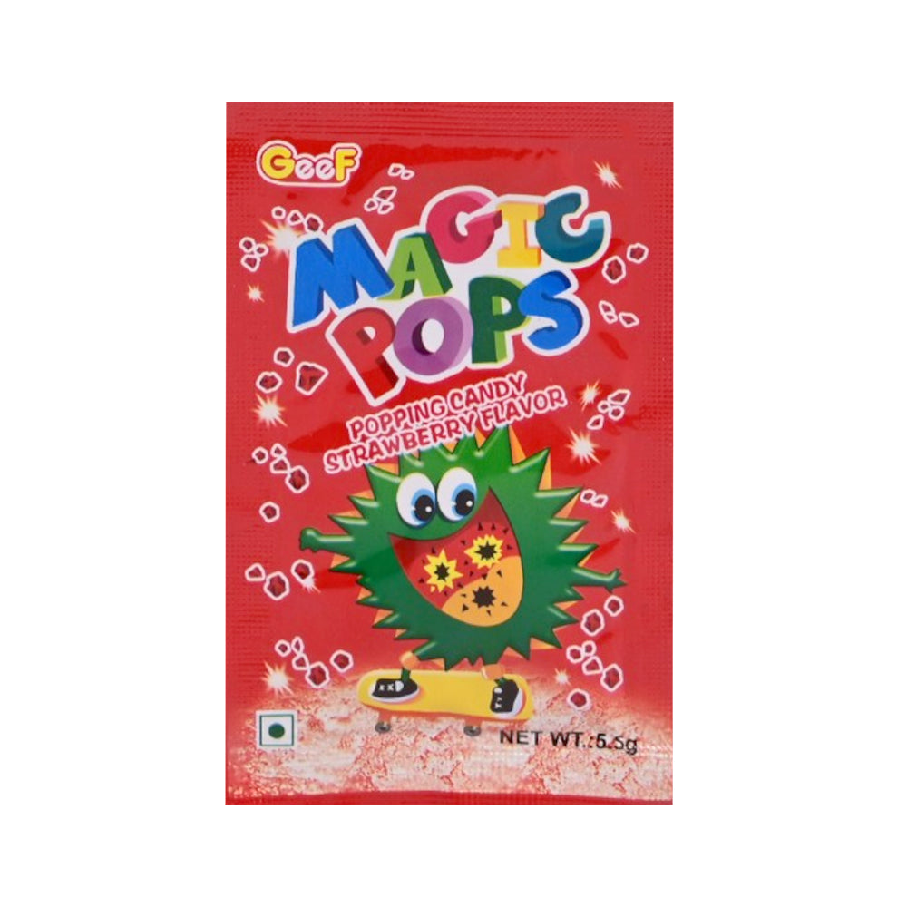 GEEF MAGIC POPS POPPING CANDY STRAWBERRY FLAVOUR 5.5 GM