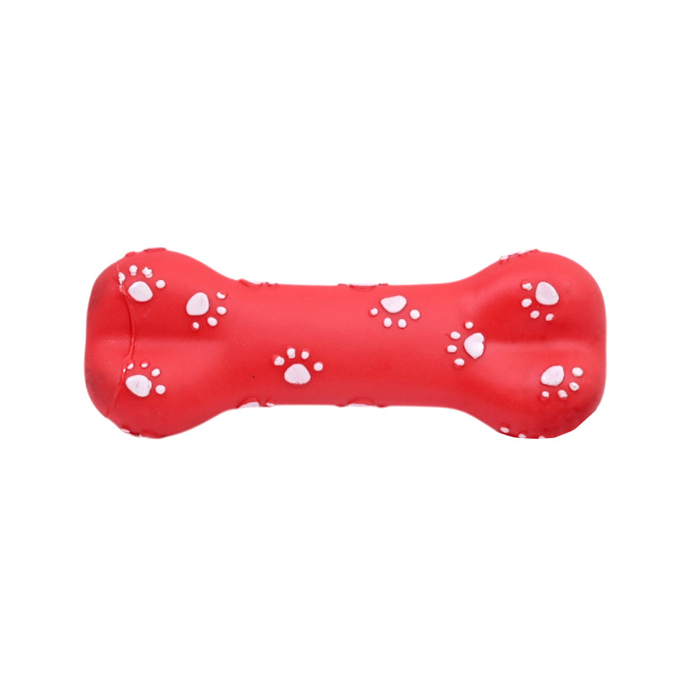 DURABLE RUBBER PET CHEW TOY BONE RED IR