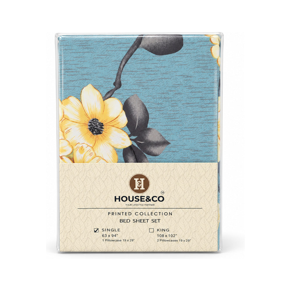H&C BED SHEET SINGLE LILY POLY COTTON 63X94 TC-144