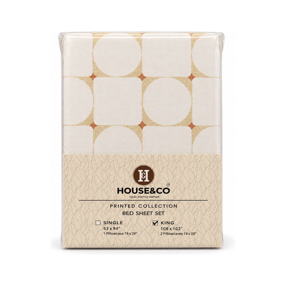 H&C BED SHEET KING SQUARE POLY COTTON 108X102 TC-144
