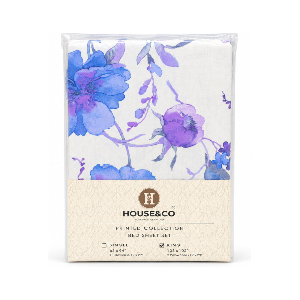 H&C BED SHEET KING COTTON CLOUD POLY COTTON 108X102 TC-144