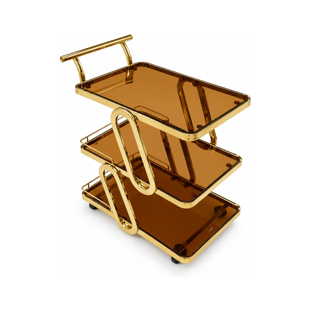 TEA TROLLEY GOLDEN LEATHER TRAYS IR D628/YP204 A+B