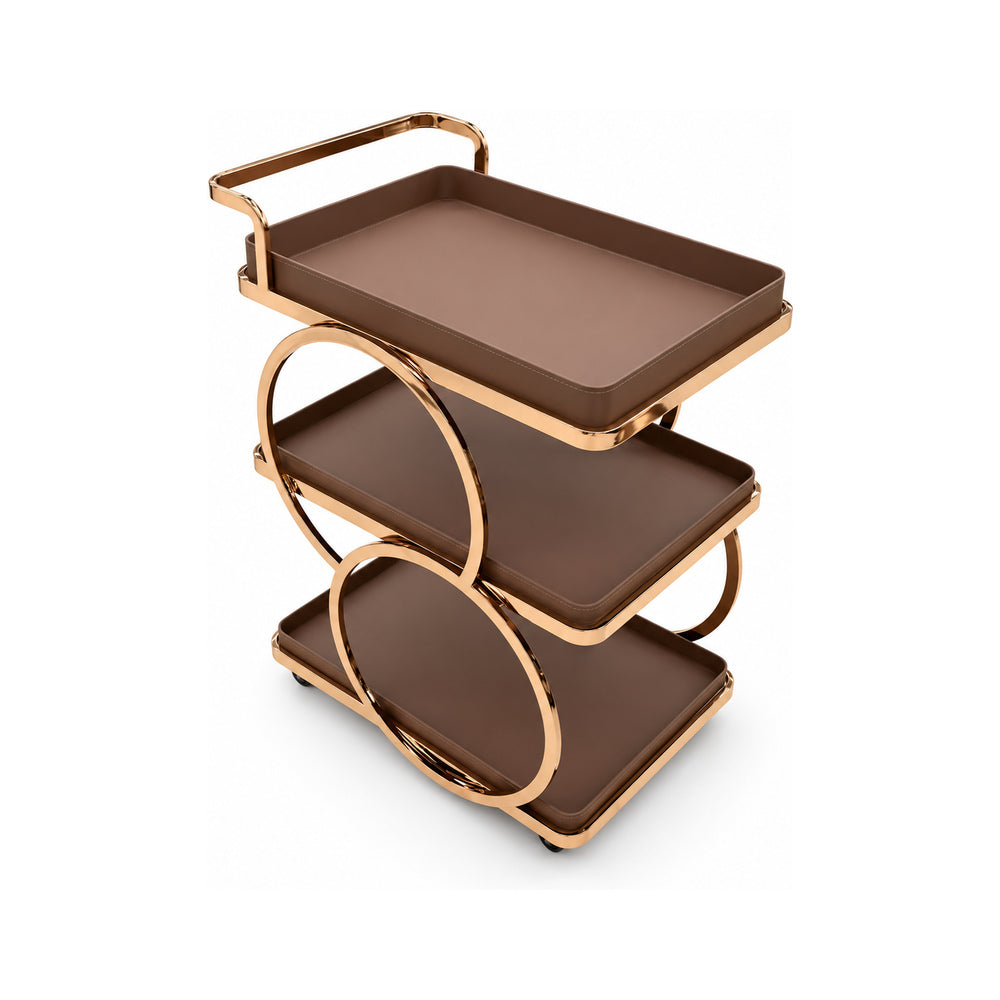 TEA TROLLEY ROSE GOLDEN LEATHER TRAYS IR D6008/YP205 A+B