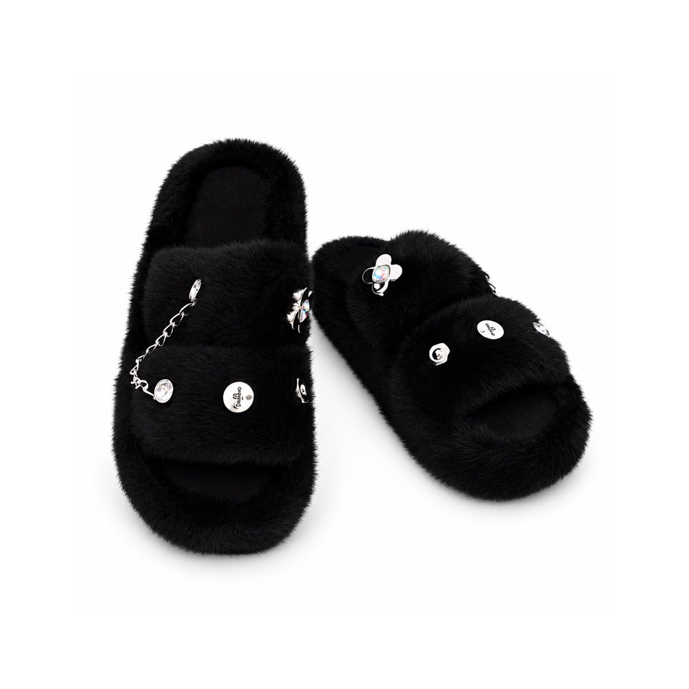 LADIES CARPET SLIPPER BLACK MS-13 IR 36-41 PVC