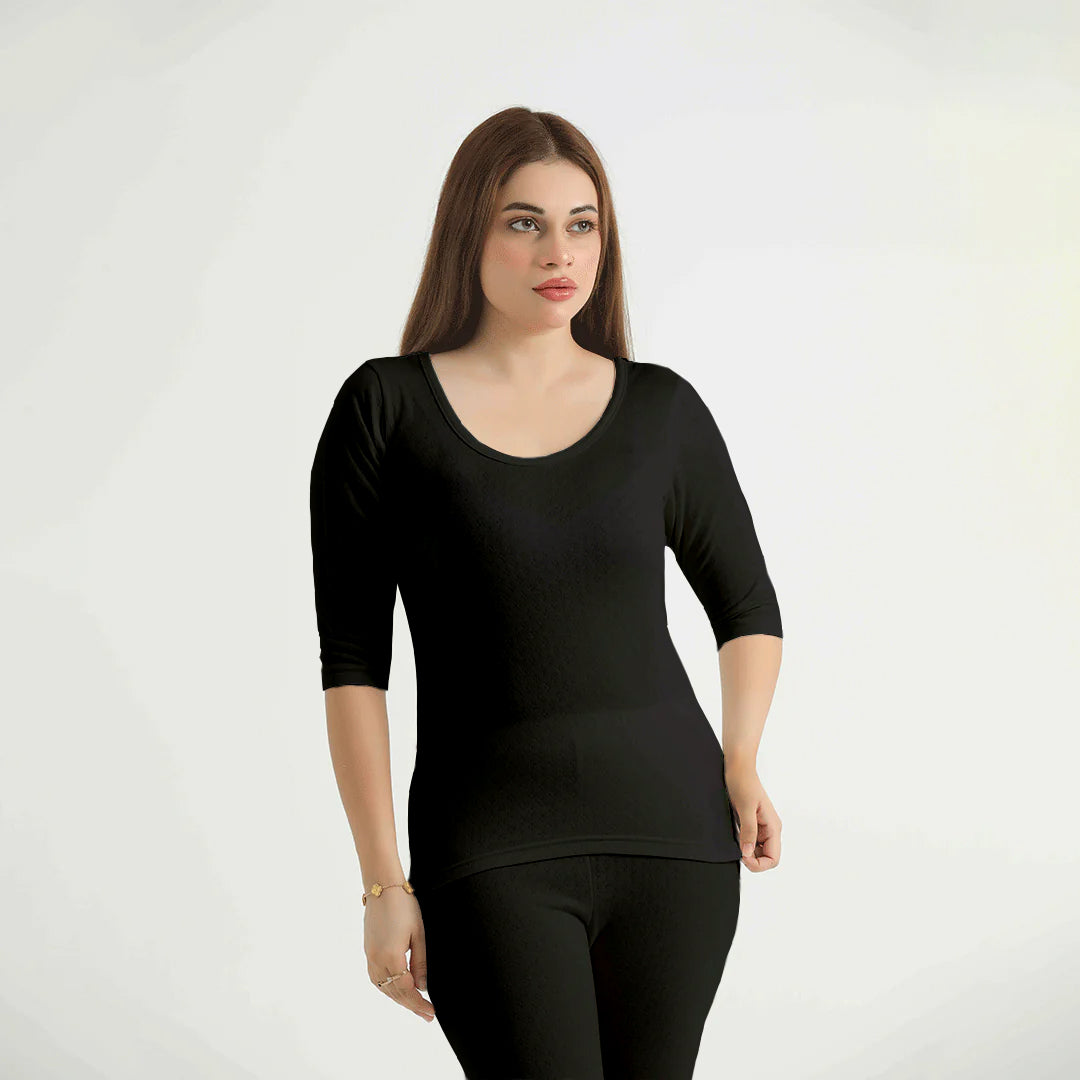 THERMAL 3 QTR SLEEVE SHIRT (LCL) BLACK