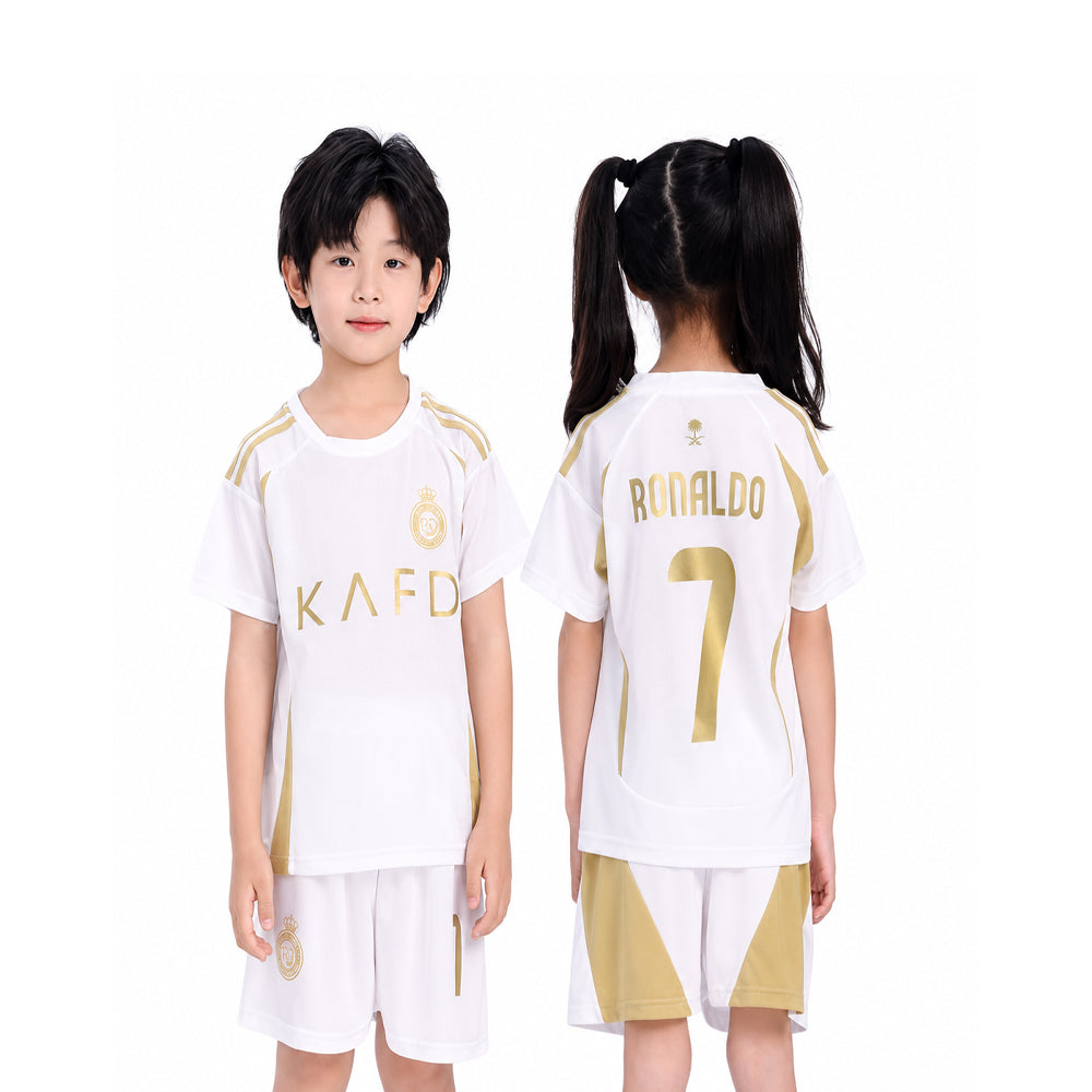 RONALDO 2PC FOOT-BALL JERSEY WHT/GLD IRS-26 2-3 YEAR 021