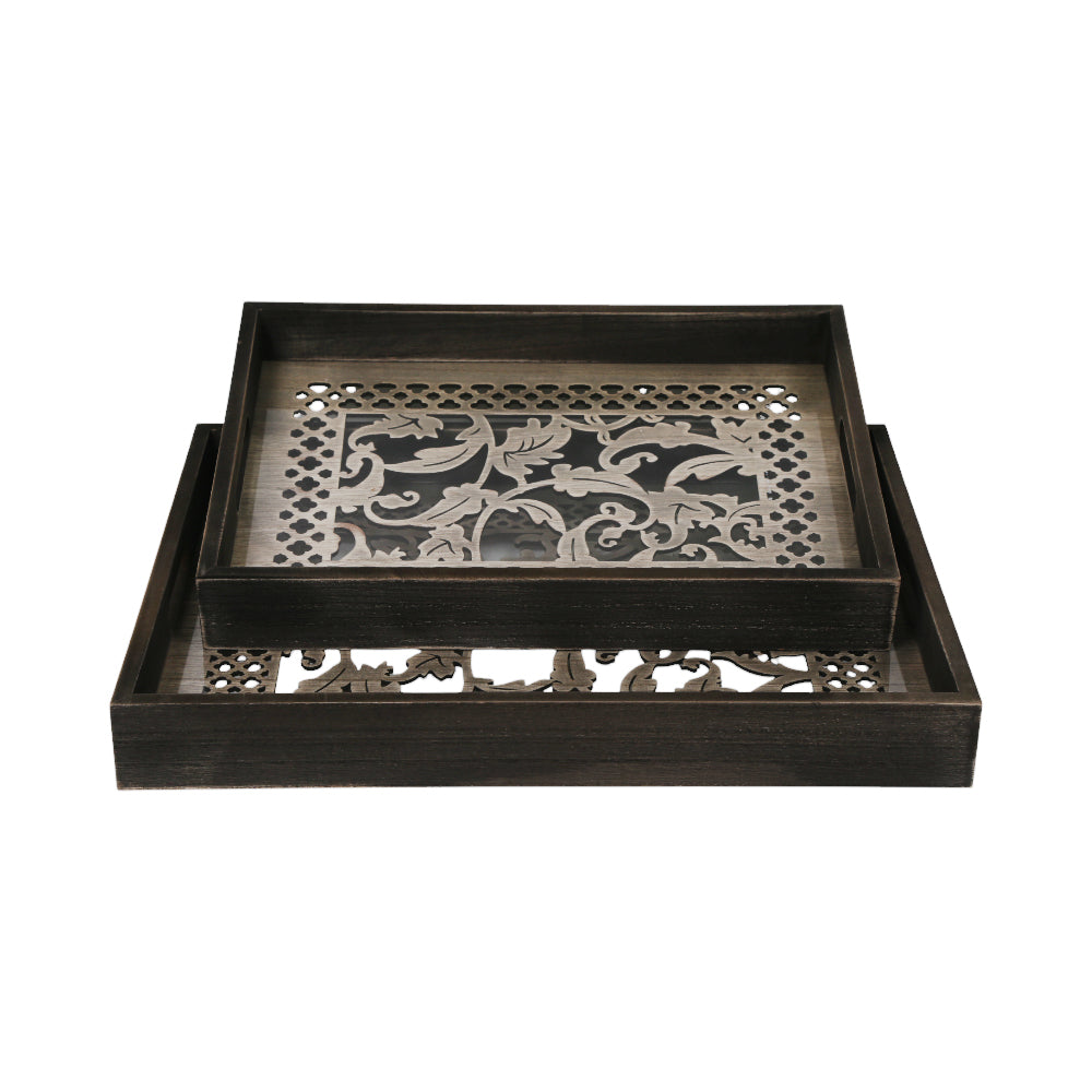 TRAY SET 2PC WOODEN IR 17Z116