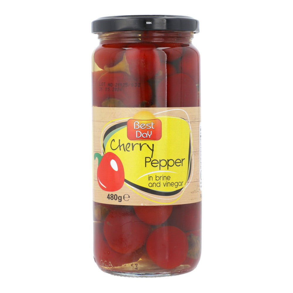 BEST DAY PICKLE CHERRY PEPPER IN BRINE AND VINEGAR 480 GM