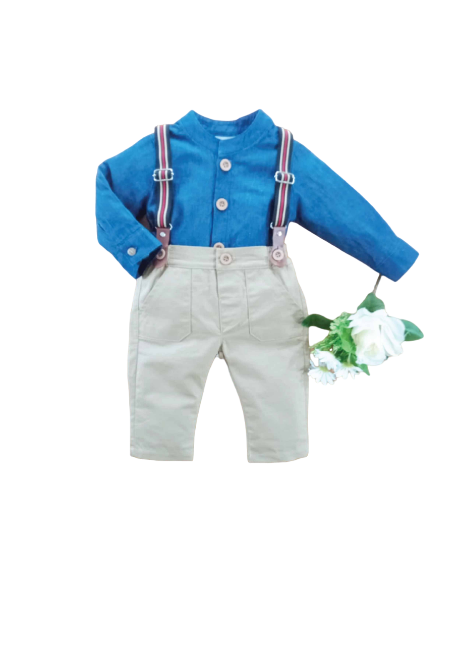 BOYS L/S 3PC SHIRT GALAS PANT SUIT MZW-24 0-3M 249-002A
