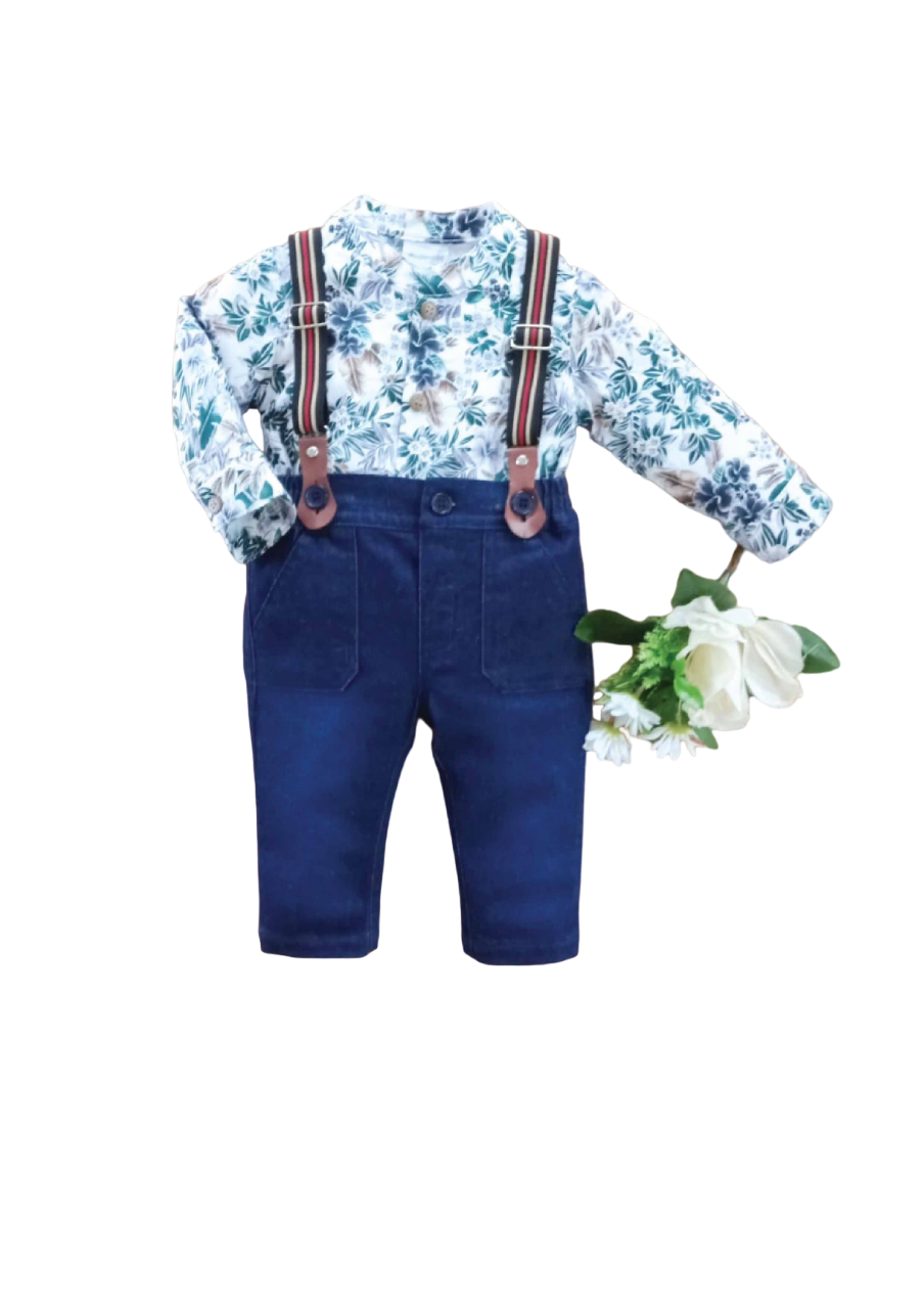 BOYS L/S 3PC SHIRT GALAS PANT SUIT MZW-24 0-3M 249-005A