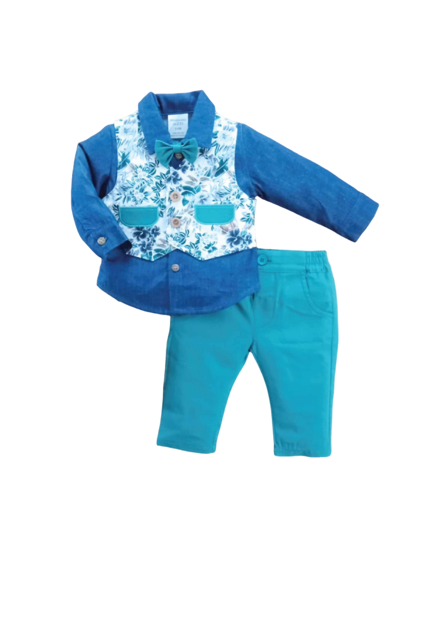 BOYS L/S 3PC PANT SHIRT SUIT MZW-24 0-3M 249-006A