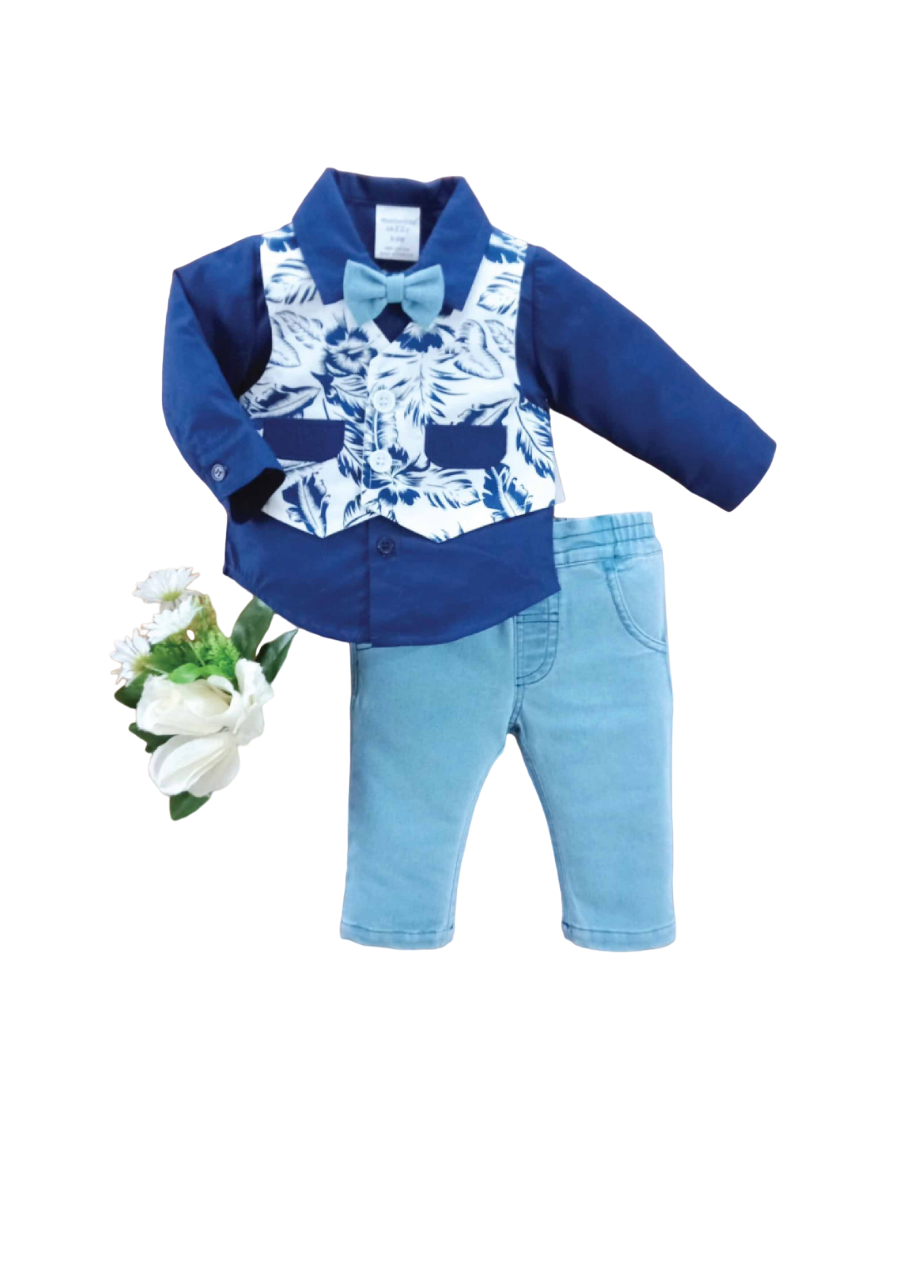 BOYS L/S 3PC PANT SHIRT SUIT MZW-24 0-3M 249-009A
