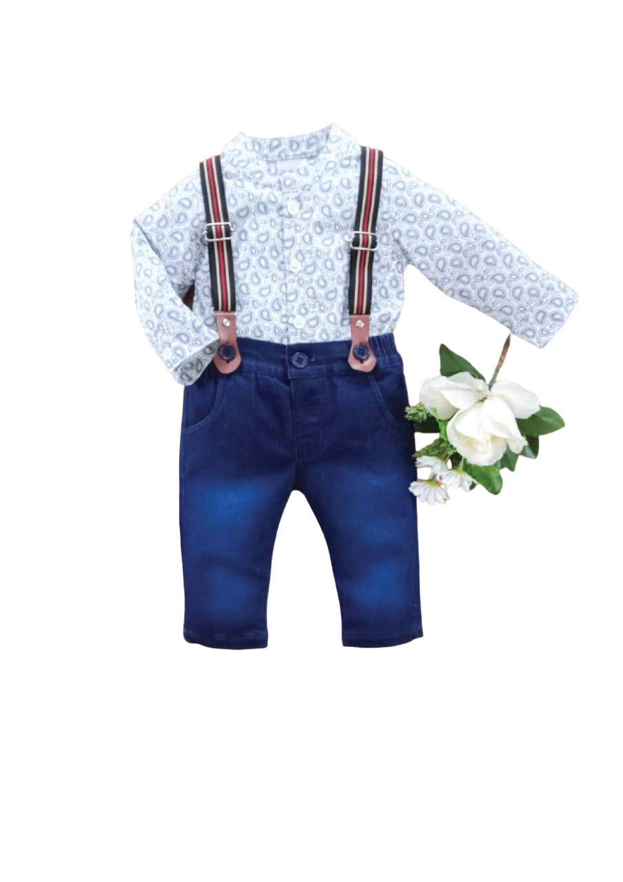 BOYS L/S 3PC SHIRT GALAS PANT SUIT MZW-24 0-3M 249-0014A