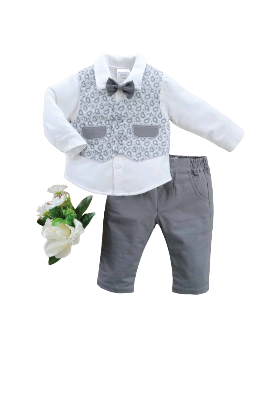 BOYS L/S 3PC PANT SHIRT SUIT MZW-24 0-3M 249-0015A