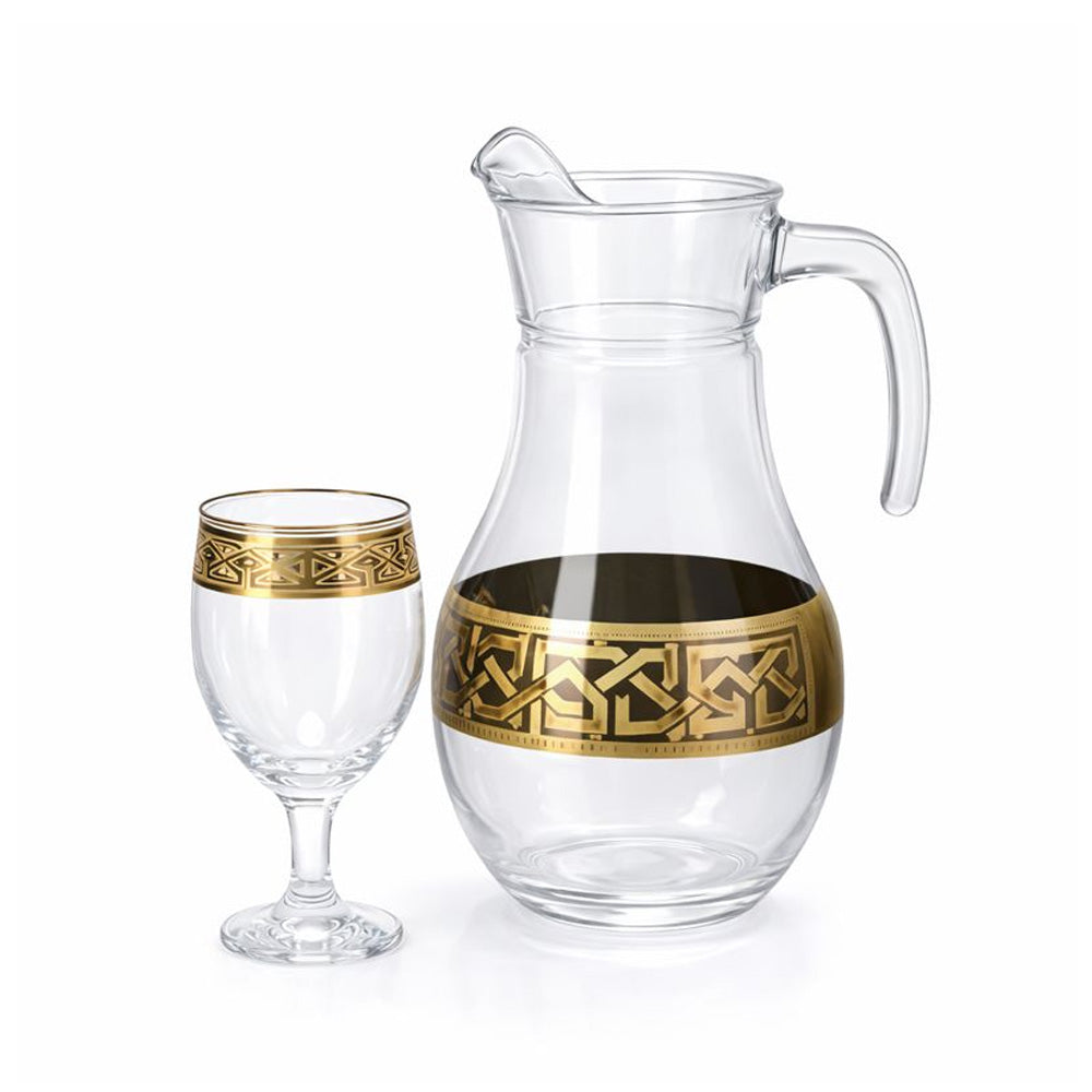 WATER SET 7PC PSB HAND CUT GOLD BISTRO 96817-HGB020